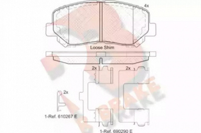 R BRAKE rb2055 -  Комплект тормозных колодок, дисковый тормоз